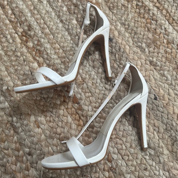 Zara Woman Strappy High Heel White Sandals 39 US 8.5 4.5 inch stiletto - Picture 1 of 7
